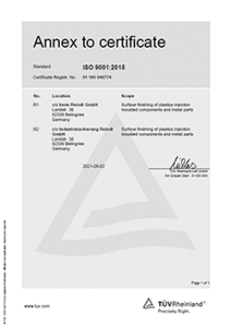 Annex to certificate ISO 9001:2015